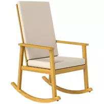 Akacijos medienos supamoji kėdė su aukštu atlošu ir pagalvėle, iki 160 kg, 60 x 89 x 107 cm, smėlio spalvos