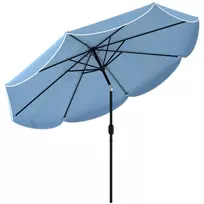 Apvalus skėtis nuo saulės, balkoninis, paplūdimio skėtis su 3 padėčių reguliavimu, rankenėle, 8 stipinais, Ø265 x 235A cm, dangaus mėlynumo