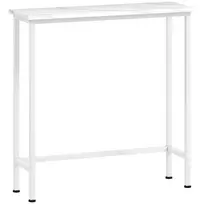 HOMCOM konsolinis stalas prieškambario stalas su reguliuojamais kojelėmis, apsauga nuo apsivertimo 75 x 24 x 76 cm mažam kambariui baltas