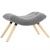 HOMCOM sėdynė, pufas su berberų vilnos audiniu, apmušaluota sėdynė iki 120 kg, svetainei, miegamajam, 67 x 45 x 38 cm, tamsiai pilka