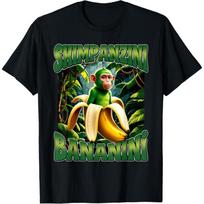 Shimpanzini Bananini Italian Brainrot Chimpanzee and Banana T-Shirt(5) S juoda