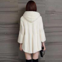 Imitation mink coat women's  winter new imitation mink imitation fur medium and long hooded jacket young and fashionable S smėlis