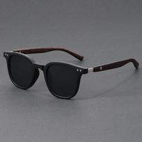 Trendy Retro Wood Grain Sunglasses Polarized UV Protection for Men Women Perfect for Cycling Outdoor Street Photography gray