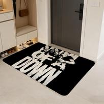 band S-System of a Down Floor Mat Flannel Door Mat Non-Slip Absorbent Washable Indoor Home Rug 40x60cm black