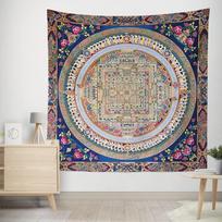 Tapestry Traditional Tibetan Kalachakra Mandala Hand-painted Thangka 75x100 juoda
