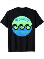 Nazare Surfing Portugal Printed T-Shirt, Unisex's Printed T-Shirt S blue