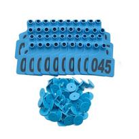 100Pcs 001-100 Numbers Pig Goat Ear Tag Farm Equipment Sheep Earrings Lables Cow Ear Tag Card  Cow mėlyna
