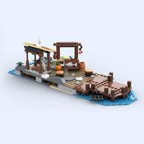 MOC Viduramžių Piratų Laivas Vikingų Kaimas 21343 Praplėtimo Statybinių Blokelių Serija Architektūrinis Plytų Modelis Kolekcija Žaislas Vaikų Dovanos PDF Insturction gray