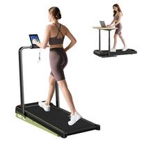2-in-1 walking treadmill, foldable running treadmill, 10% incline, 6 KM/H, 2.0 HP motor, remote control, 109x48x100cm, black 109 x 48 x 100 cm