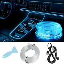 1/2/3/5M Rgb Ambient Light USB Auto Console Air Outlet Car Interior Wiring Flexible Decoration Light Bar Neon Led Strip Light 1M blue