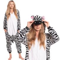 Moteriška Vientisa Pižama Kigurumi Kombinezonas Zebra, Balta-Juoda, 155-165 Cm M, M