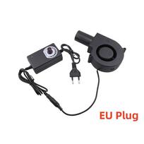 US/EU Plug BBQ Fan Air Blower 12V Large 110V 220V Powered Fan Variable Speed Controller Barbecue Tool gray