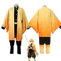 Ysir Anime Demonų medžiotojas Agatsuma Zenitsu Cosplay kostiumas Moterims Kimono Uniforma Helovinas Kalėdos 3XL beige