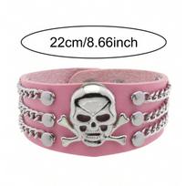1 Punk Pink Rivet Creative Bracelet, Perfect Gift For Daily Holiday Parties, Halloween Carnival Performances, Rock And Roll gray