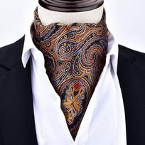 Paisley taškuota Ascot kaklaraištis Gėlių rašto anakardžių kaklaraištis Vintažinis savarankiškai rišamas Vestuvės Šventė 04 brown