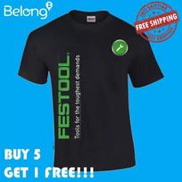 VYRIŠKI MARŠKINĖLIAI FESTOOL TEE SHIRT FESTOOL GREIČIAU LENGVIAU Logotipas Juokingi Dydis S-5XL JAV M black