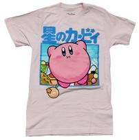 Kirby T-shirt suaugusiems Pūstas Kirby po mėlynu Kanji mėlyname rėmelyje XL pink