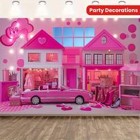 Pink Dollhouse Party Backdrop Girls Birthday Celebration Decorations Sparkly Car Glamorous Room Setup Photo Booth Background 74x94cm(29x37in) pink