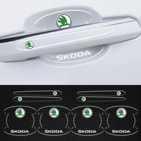8 vnt. Automobilio durų dubenėlio rankenos Anti-scratch lipdukai Apsauginės plėvelės Skoda Octavia 2 Superb Kodiaq Rapid Karoq Fabia Kamiq Enyaq djsr15 gray
