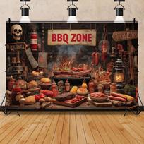 Spring and summer friends and family gathering outdoor camping beer barbecue party birthday partycourtyard decoration background 47.2x31.5inch/120*80cm brown