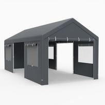 Automobilių stoginė 586x307,5x280 cm pilka, metalas