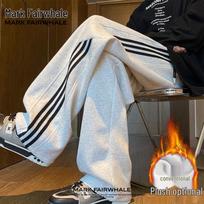Mark Fairwhale Men's Loose Straight-Leg Striped Autumn/Winter Sweatpants XL gray