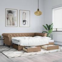 Ištraukiama lova su stalčiais vidaXL, 90x200 cm, ruda