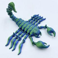3D Printing Scorpion Simulation Animal Model Toy Joint Movable Scorpion Ornament Children's Toy Present Fish Tank Landscaping Craft melsvai žalia