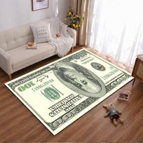 Carpet with Realistic 100 Dollar Bill Design for Living Room Decor Suitable for use as an anti-slip for living room bedroom sofas 40x60cm( 15x23in ) gray
