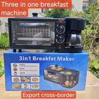 3-in-1 Breakfast Station: Coffee Maker, Toaster, and Oven Sandwich Maker US Plug - 110V black