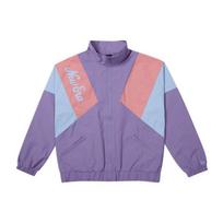 New Era Logo Color Block Long Sleeve Stand Collar Jacket Unisex jackets Purple 12877369 L pink