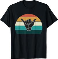 Shaka & Surf Sign - Cool Vintage Surfer/Surfing Gift T-Shirt S įvairiaspalvis