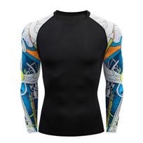 MMA T-shirt Men's Rashguard Long Sleeve Muay Thai T-shirts Gi BJJ Jiu Jitsu MMA Compression Shirt Fitness Gym Boxing Jerseys XL black