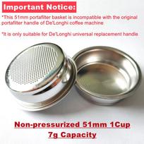 304 Stainless Steel 2Ear 51mm Bottomless Portafilter For Delonghi EC200/EC221/ECO310/ECO311 Delonghi Coffee Machine Filter 51mm 2Ears Delonghi gray