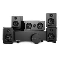 5.1 belaidė namų kino sistema, Dolby Atmos – Monaco erdvinio garso rinkinys, WISA technologija be vėlavimo ir krištolo skaidrumo garsui, minimalistinis dizainas, juoda 43.7 x 40.7 x 36.3 cm juoda