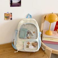 Schoolbag Dopamine Second Dimensional Pain Bag Large Capacity Versatile Primary School Middle School Student Backpack Transparent Pain Layer School (Blue,single bag) mėlyna