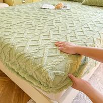 Žieminė šilta paklodė su gumyte Viengulei/Karalienei/Karališkajai lovai Čiužinio užvalkalas Storas koralinis vilnos pūkuotas priglundantis paklodė lovai 2xPillowcase NOSHEET brown