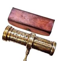Brass Kaleidoscope Antique Style Handle Vintage Leather Box Collectible gift ruda