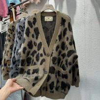 Megztiniai Paltai Cardigan Moterims Žieminiai Leopardiniai Oversize Vilnos Stori V formos iškirpte Laisvi Ilgomis Rankovėmis Megzti Megztiniai Paltai M geltona