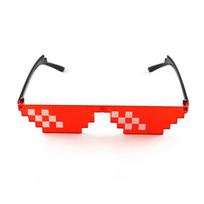 Juokingi mozaikiniai akiniai nuo saulės Retro Pixel Gamer Robot Thug Life Akiniai nuo saulės gimtadienio vakarėliui Cosplay Red frame double row red