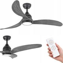 Lubų ventiliatorius su LED apšvietimu SANTANA DC, 132 cm, pilkai medinis