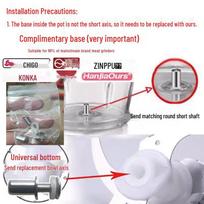 Universal Electric Meat Grinder Blade Holder for Home Use - Complete Food Processor Blade Head and Mincing Knife Column. 1 set: height 11, base 12-13, with bowl and shaft gray