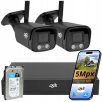 Stebėjimo kamerų rinkinys WiFi, 2 x 5Mpx, juodos, DVS DVR, 1TB