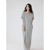 61035# FRESH UP Minimalist Oversized Short-Sleeve Slimming Over-the-Knee T-shirt Dress XL juoda