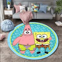 Cartoon SpongeBob SquarePants Print Round Carpet for Living Room Bedroom Table and Chair Sofa Home Decor Area Rug Luxury Gift Diameter 60cm blue
