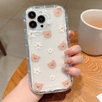 Case For Vivo V60 V40 V50 Lite Y31 5G Y33S Y21S Y28 4G Y17S Y04 Y03 Y29S Y28S Y18 Y400 Soft Cute Bow Teddy Bear Wave Side Cover V40 5G brown