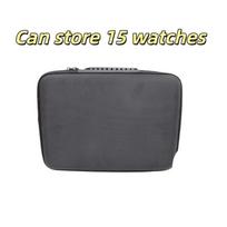 1Pcs Watch Carry Box Hard-Shell 15 Slots Watch Storage Organizer Case Fit For Large And Small Watches With Soft Foam Pillow gray