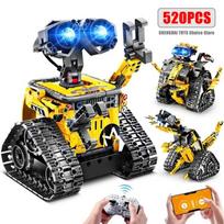542pcs 3 in 1 Remote Control Programming Truck/Bulldozer Building Blocks Stem Kits for Kids Age 8-10 Educational Toys Boys Gifts yellow
