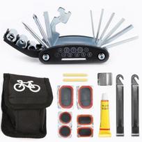 Bicycle Repair Kit: Tire Patch, Pump, Wrench Set for Mountain Bike & Car gray