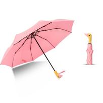 Mielas animacinis ančiukas Apsauginis nuo saulės skėtis su medine rankena Juodo klijų danga Skėtis nuo saulės pink